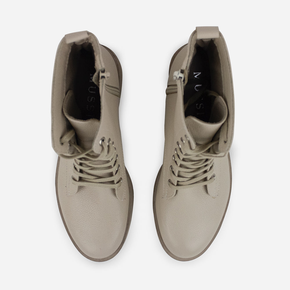 Botin con cordones banjul de cuero para mujer - Hueso