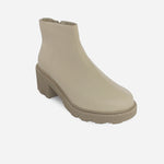 Botin tractorado natura de cuero para mujer - Hueso