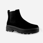 Botin tractorado sahara de cuero carnaza para mujer - Negro