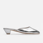 Zueco tacon oriana de cuero para mujer - Plateado