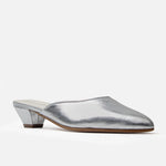 Zueco tacon oriana de cuero para mujer - Plateado