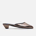 Zueco tacon oriana de cuero para mujer - Bronce
