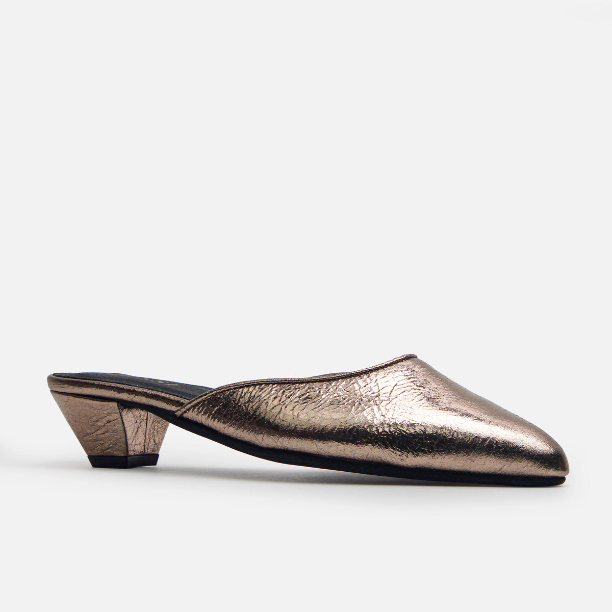 Zueco tacon oriana de cuero para mujer - Bronce