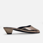 Zueco tacon oriana de cuero para mujer - Bronce