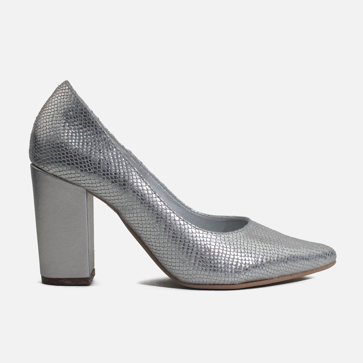 Tacones mai de cuero para mujer - Plateado