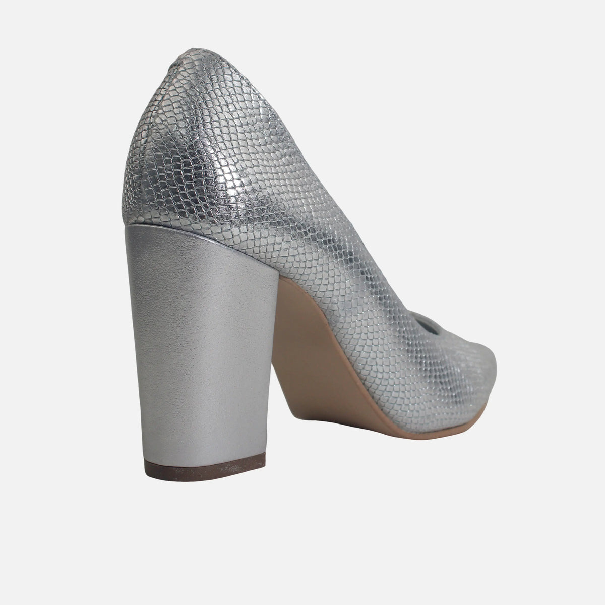 Tacones mai de cuero para mujer - Plateado