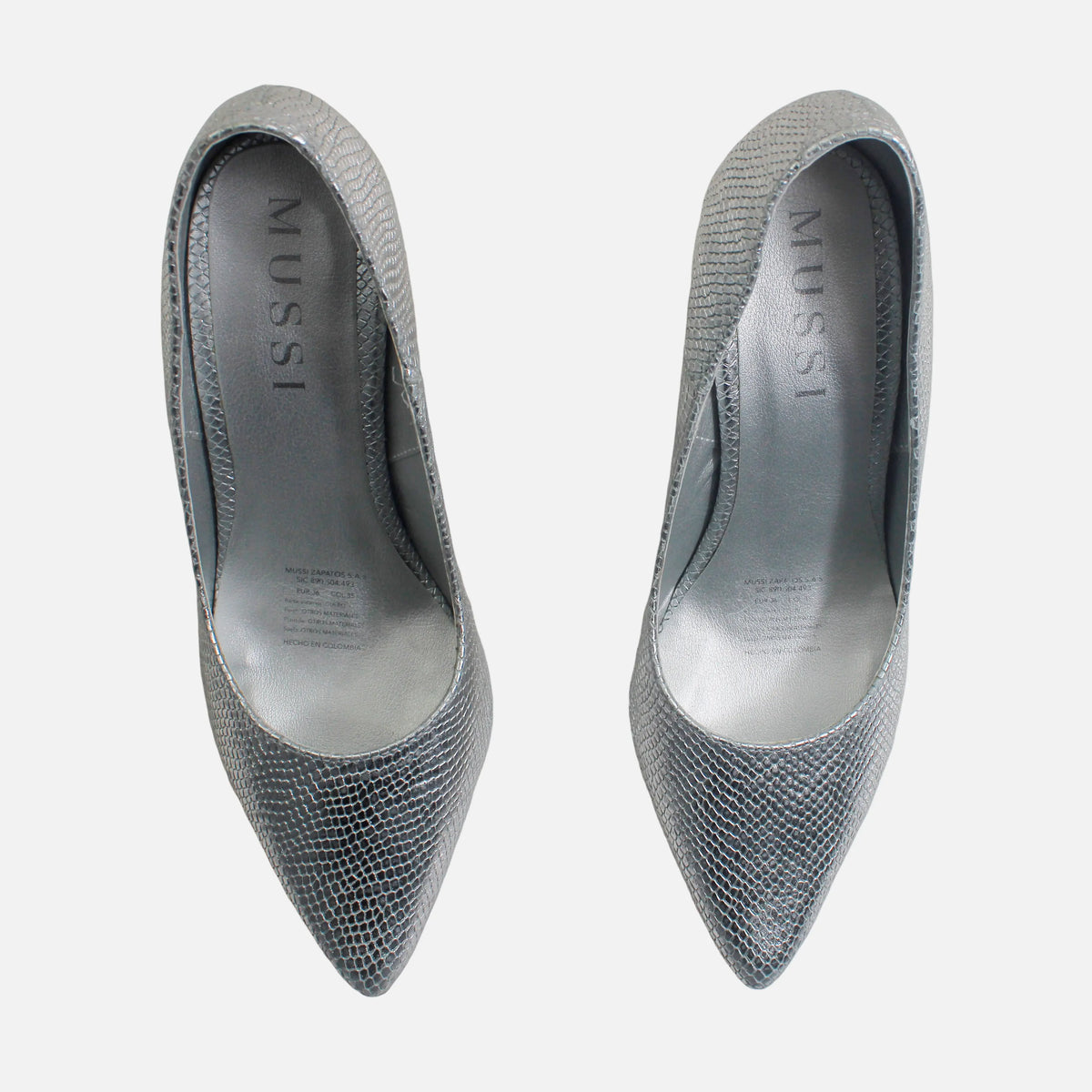 Tacones mai de cuero para mujer - Plateado