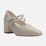 Tacones lira de cuero para mujer - Hueso