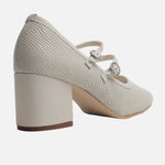 Tacones lira de cuero para mujer - Hueso
