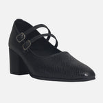Tacones lira de cuero para mujer - Negro