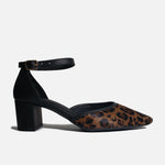 Tacones lia de cuero para mujer - Cafe