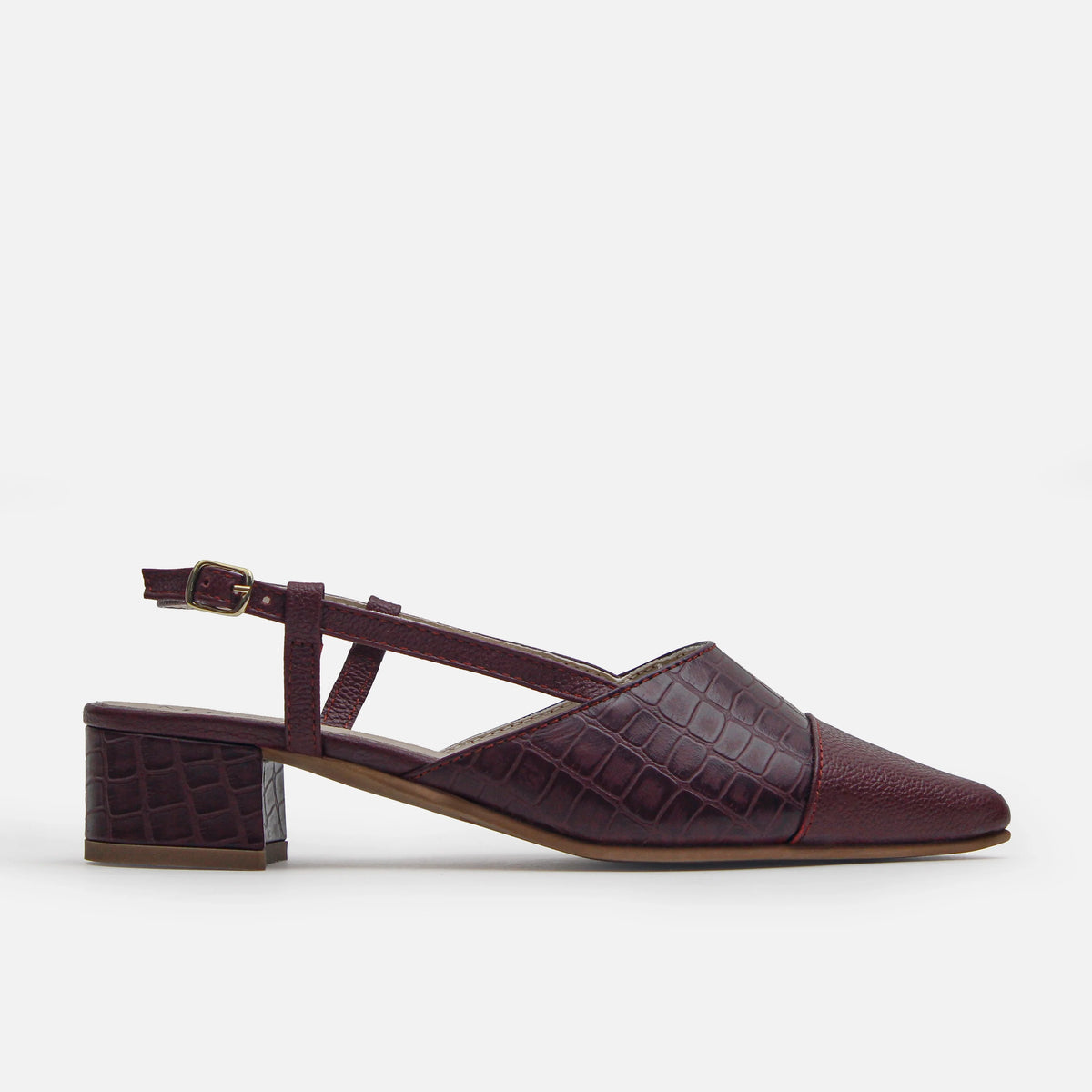 Tacones odelia de cuero para mujer - Vino