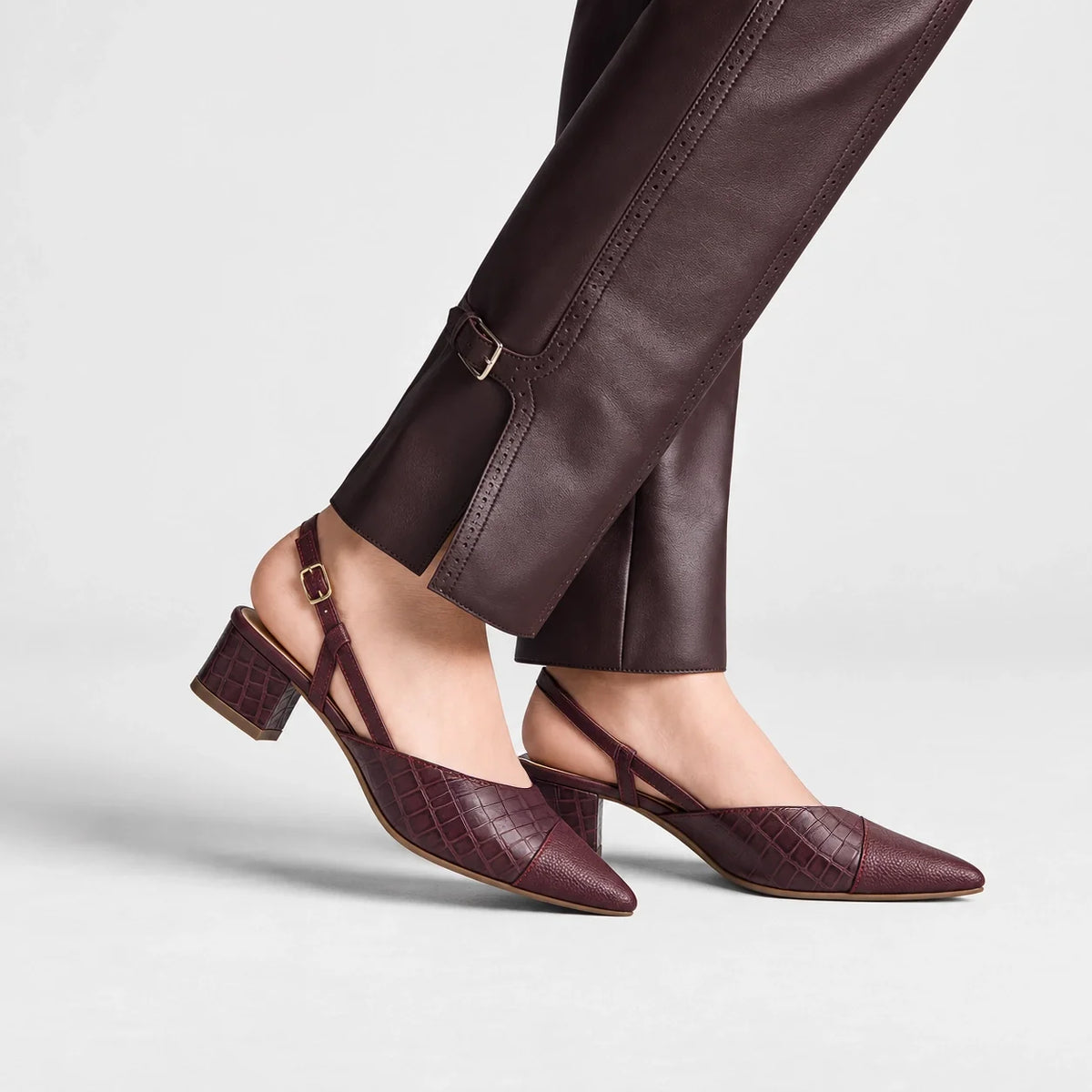 Tacones odelia de cuero para mujer - Vino