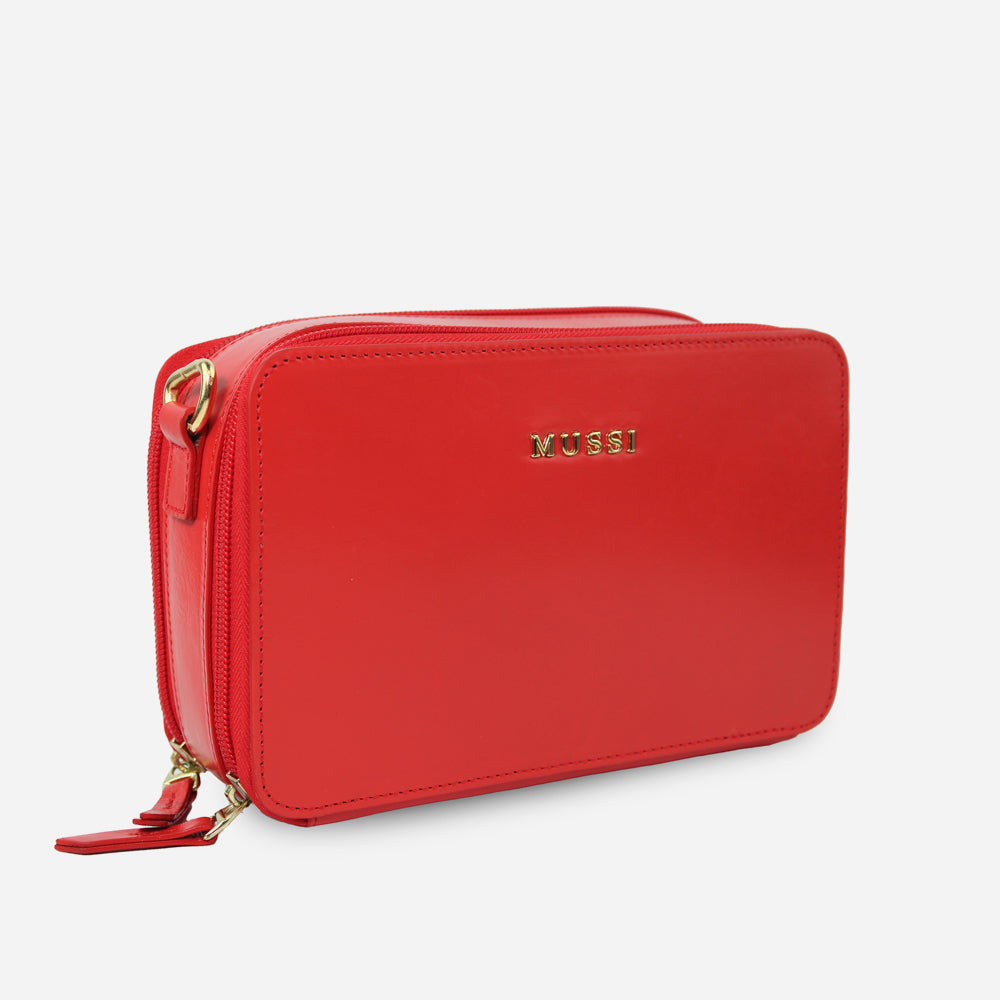 Bolso manos libres garnet de cuero para mujer - Rojo