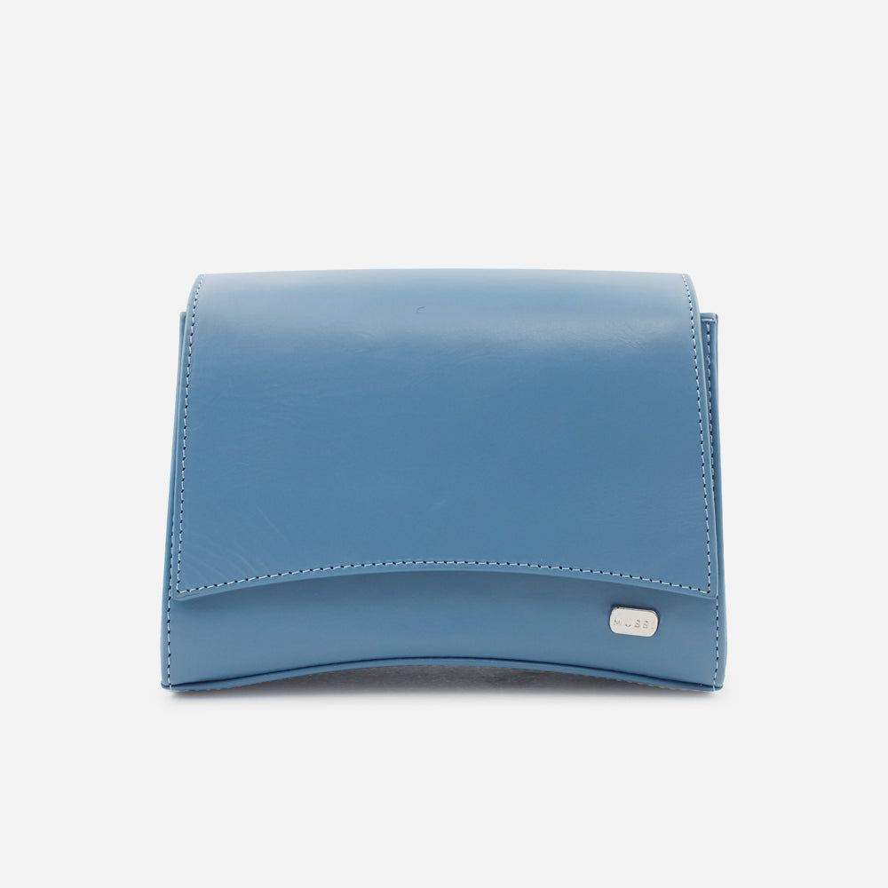 Bolso manos libres tordo de cuero para mujer - Celeste