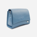 Bolso manos libres tordo de cuero para mujer - Celeste