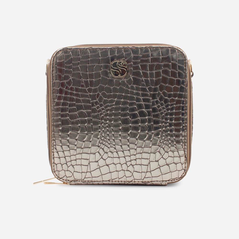 Bolso manos libres lamuna de cuero para mujer - Bronce