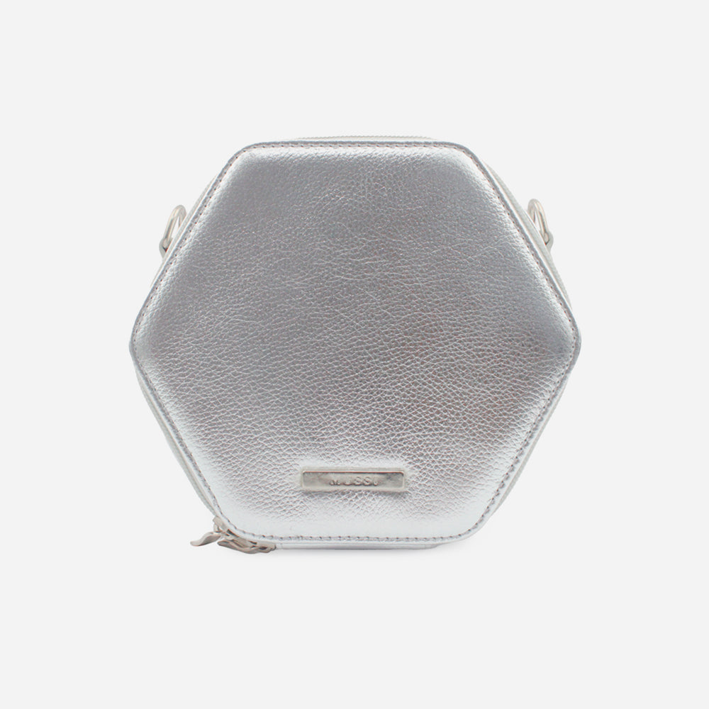 Bolso manos libres duna de cuero para mujer - Plata