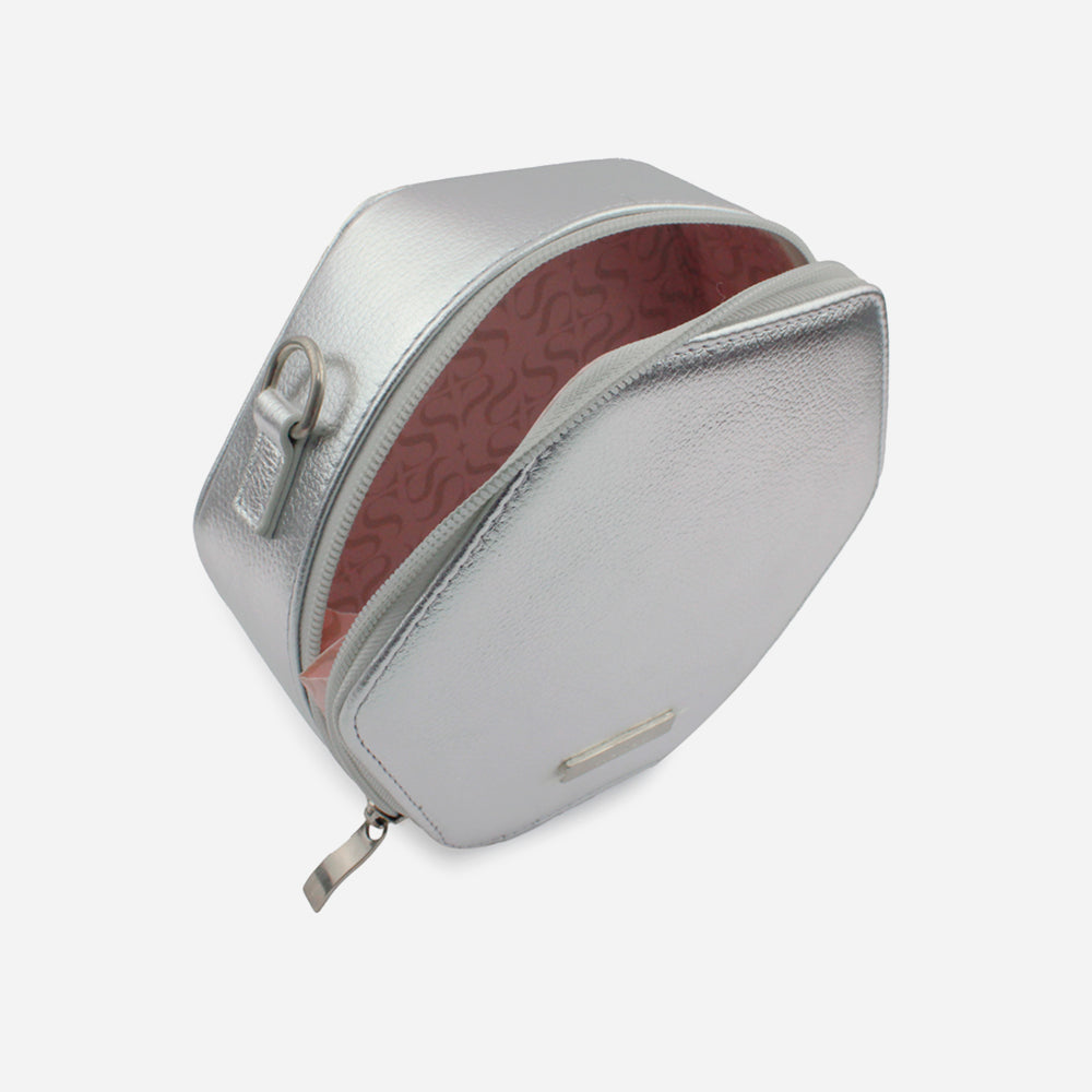 Bolso manos libres duna de cuero para mujer - Plata