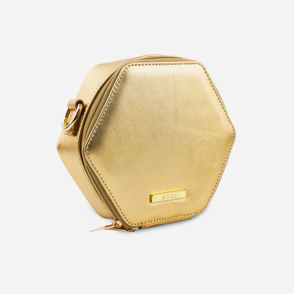 Bolso manos libres duna de cuero para mujer - Oro