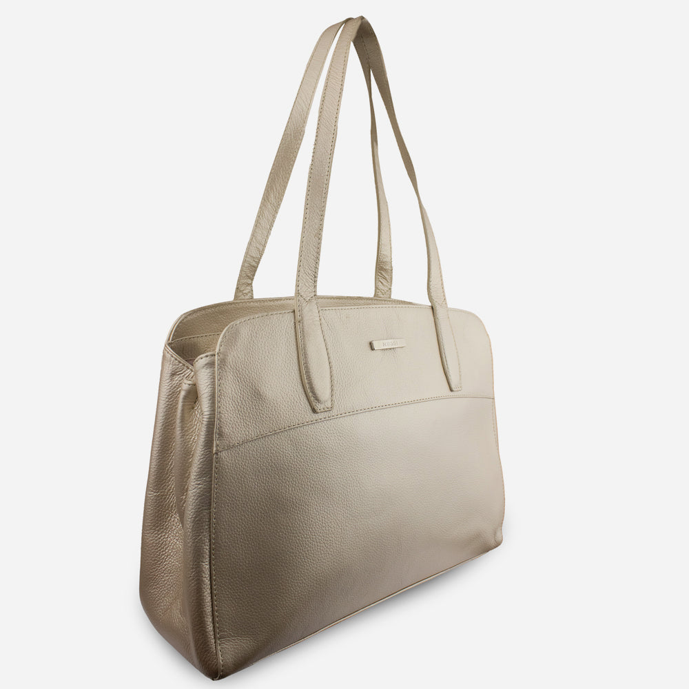 Cartera odona de cuero para mujer - Champaña