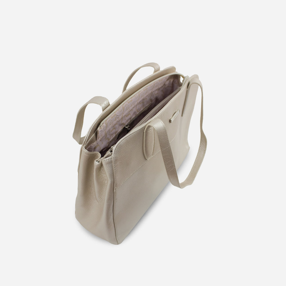 Cartera odona de cuero para mujer - Champaña