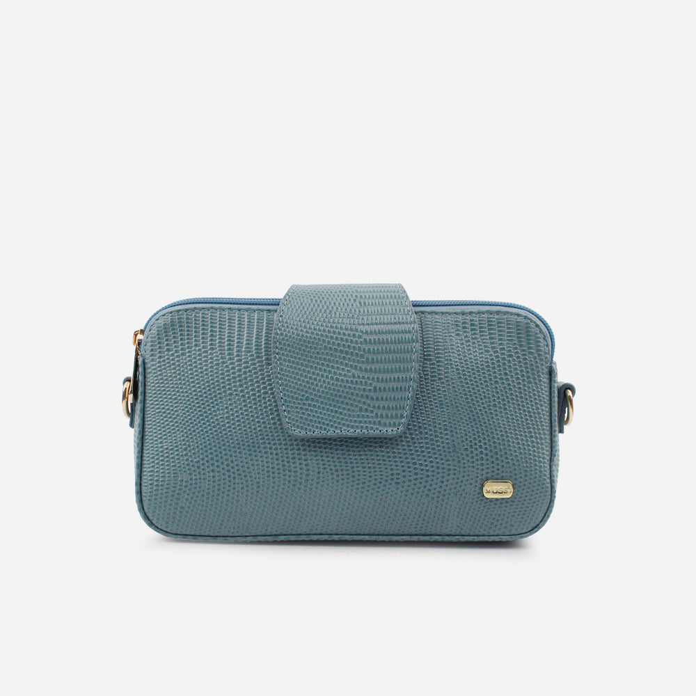 Bolso manos libres aurora de cuero para mujer - Azul