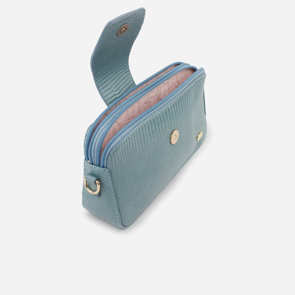 Bolso manos libres aurora de cuero para mujer - Azul