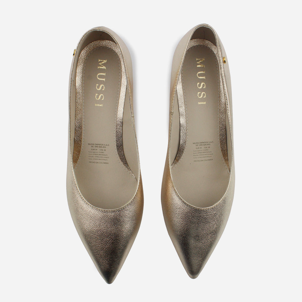 Tacones mérida de cuero para mujer - Oro