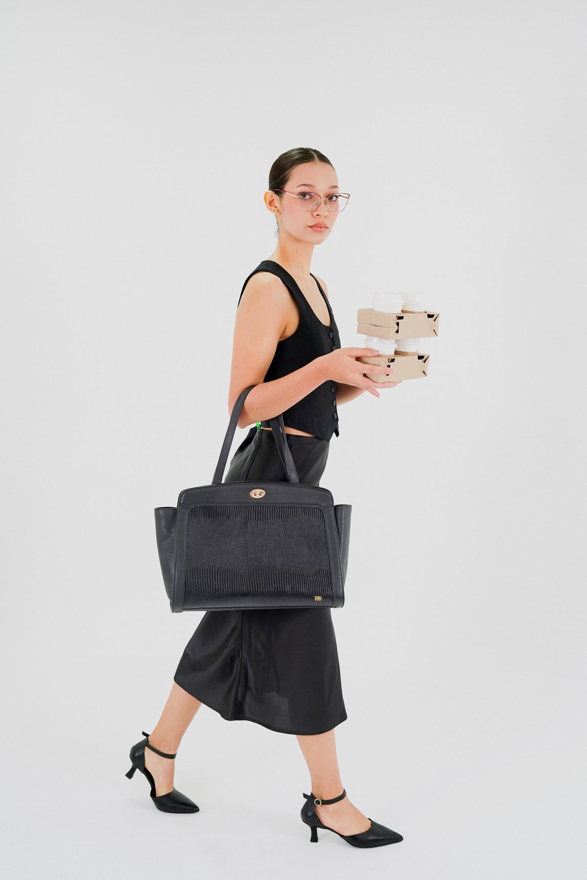 Tacones liam de cuero para mujer - Negro