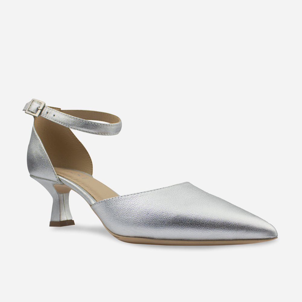 Tacones liam de cuero para mujer - Plata