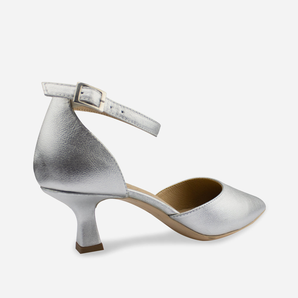 Tacones liam de cuero para mujer - Plata