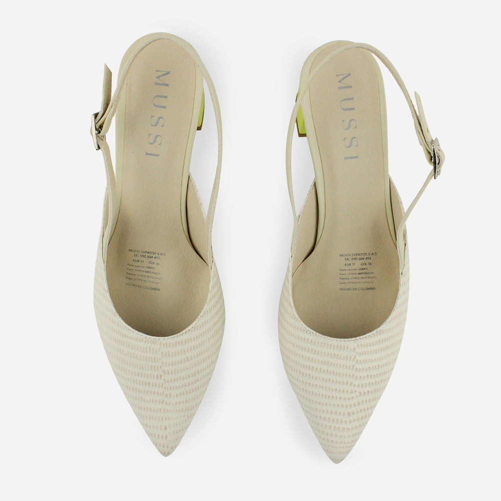 Tacones zahara de cuero para mujer - Hueso