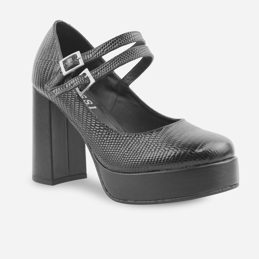 Tacones jude de cuero para mujer - Negro