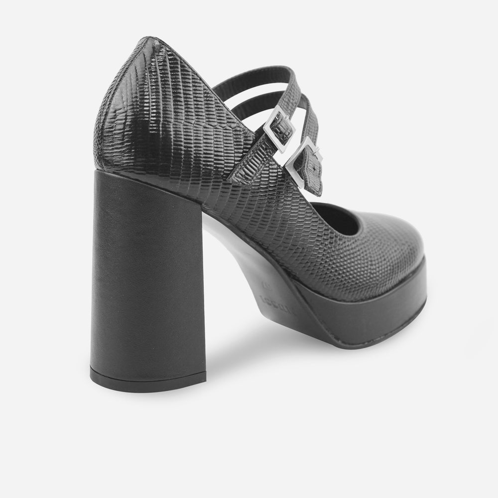 Tacones jude de cuero para mujer - Negro