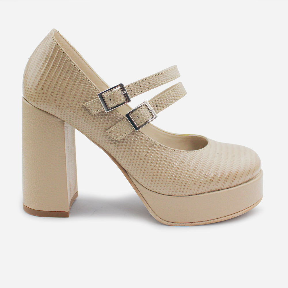 Tacones jude de cuero para mujer - Taupe