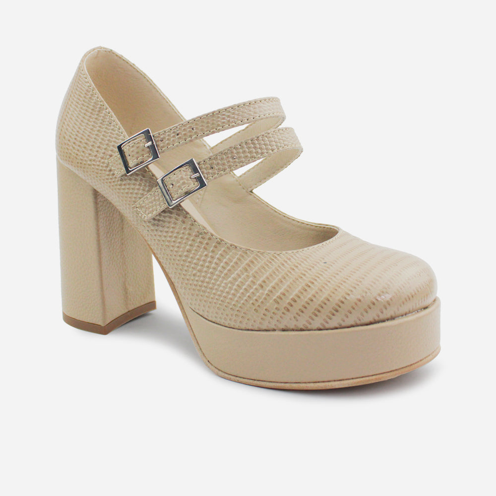 Tacones jude de cuero para mujer - Taupe