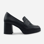 Mocasin tacon empire de cuero para mujer - Negro