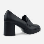 Mocasin tacon empire de cuero para mujer - Negro