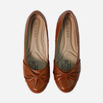 Baleta tacon corrido vamal de cuero para mujer - Miel