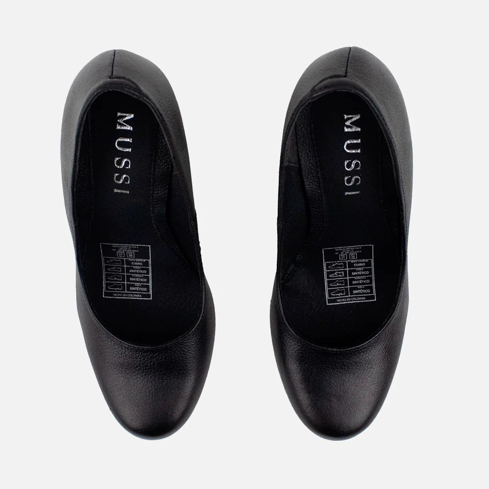 Tacones edurne de cuero para mujer - Negro