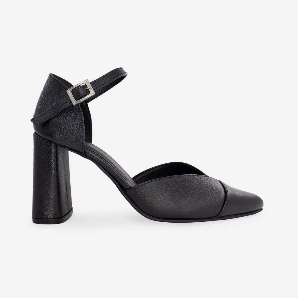 Tacones ela de cuero para mujer - Negro