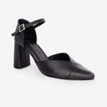 Tacones ela de cuero para mujer - Negro