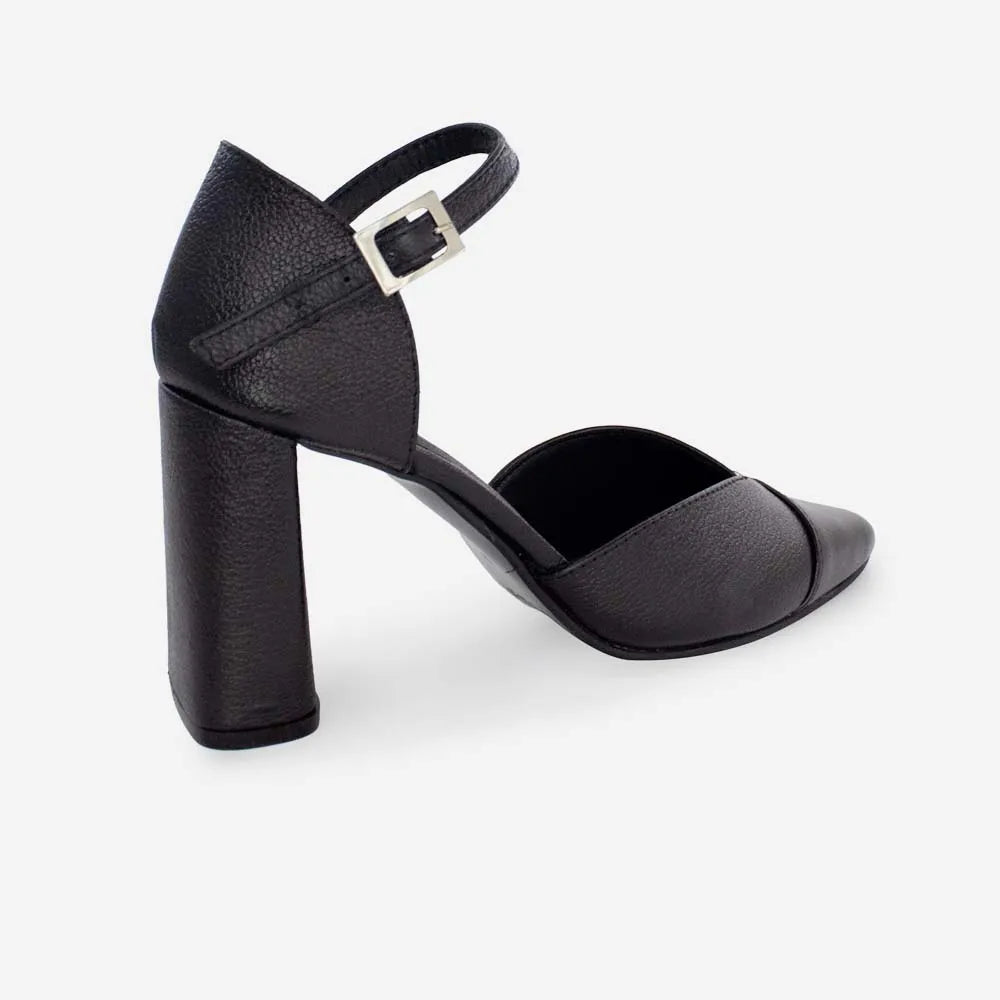 Tacones ela de cuero para mujer - Negro