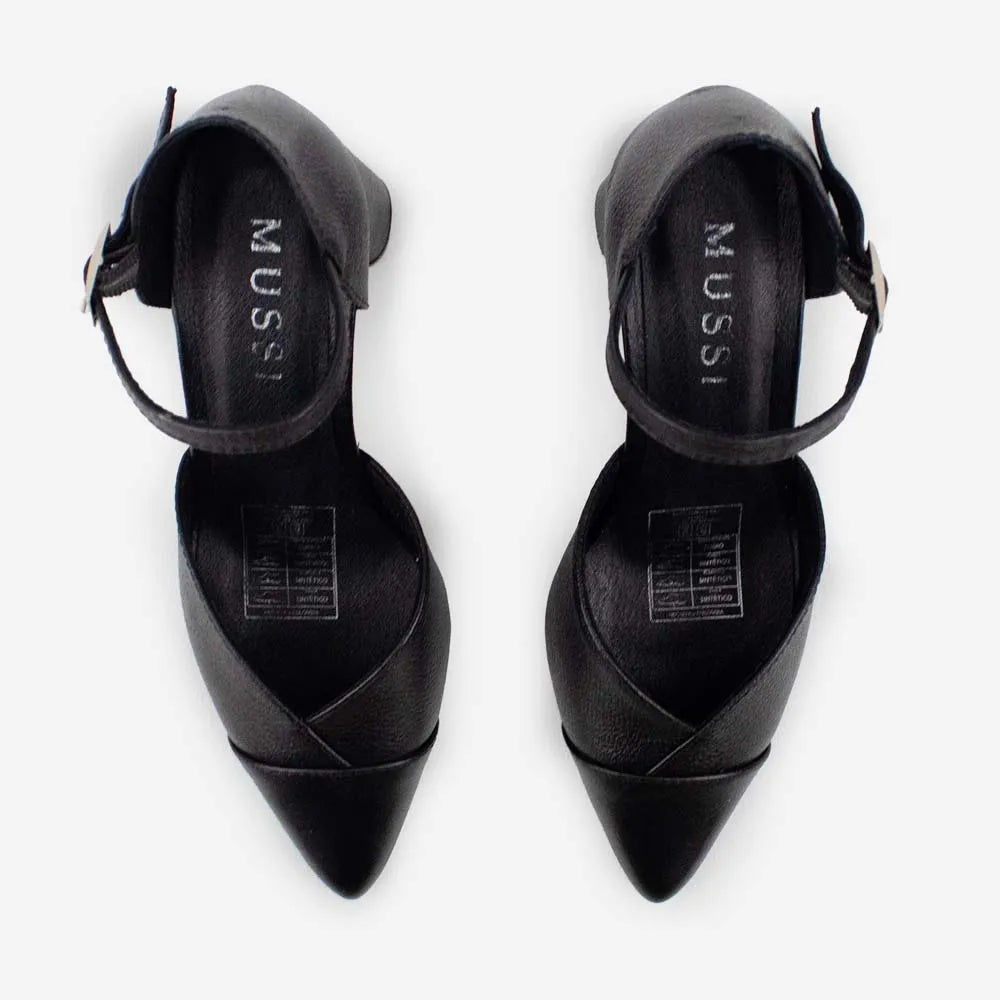 Tacones ela de cuero para mujer - Negro