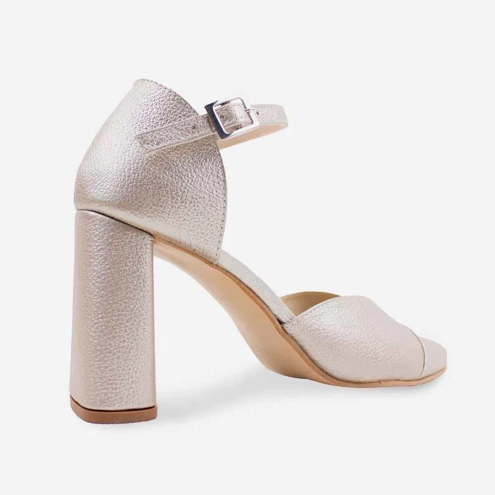 Tacones ela de cuero para mujer - Oro