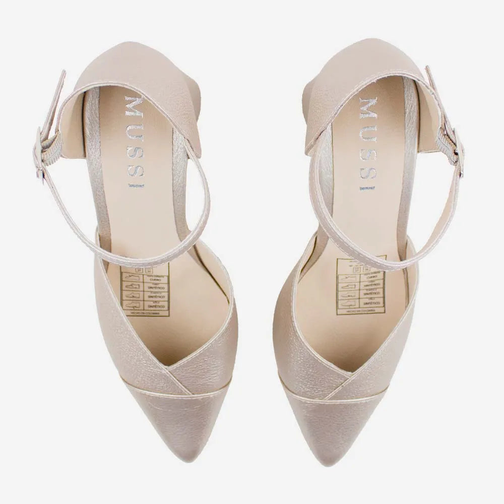 Tacones ela de cuero para mujer - Oro