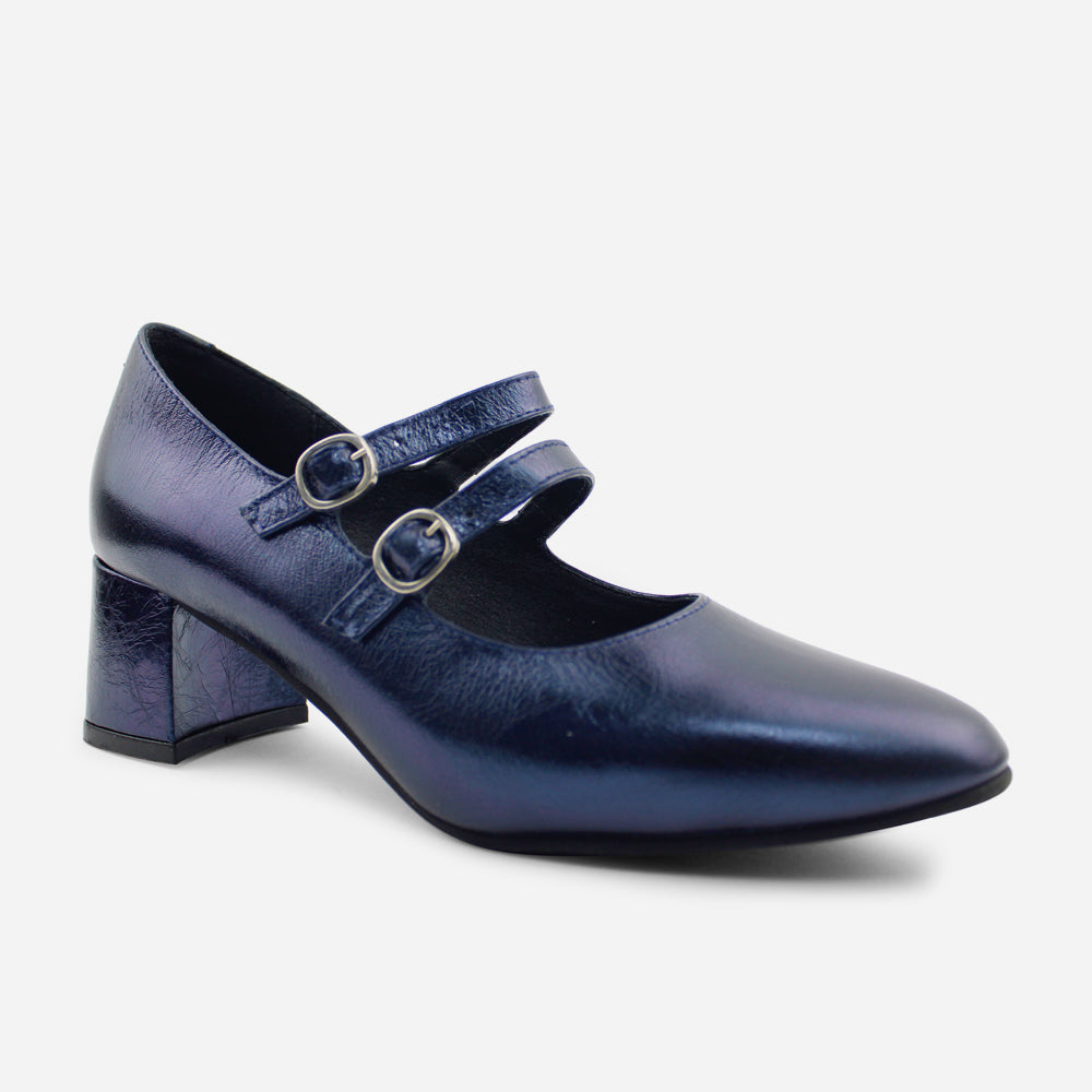 Tacones electric de cuero para mujer - Azul