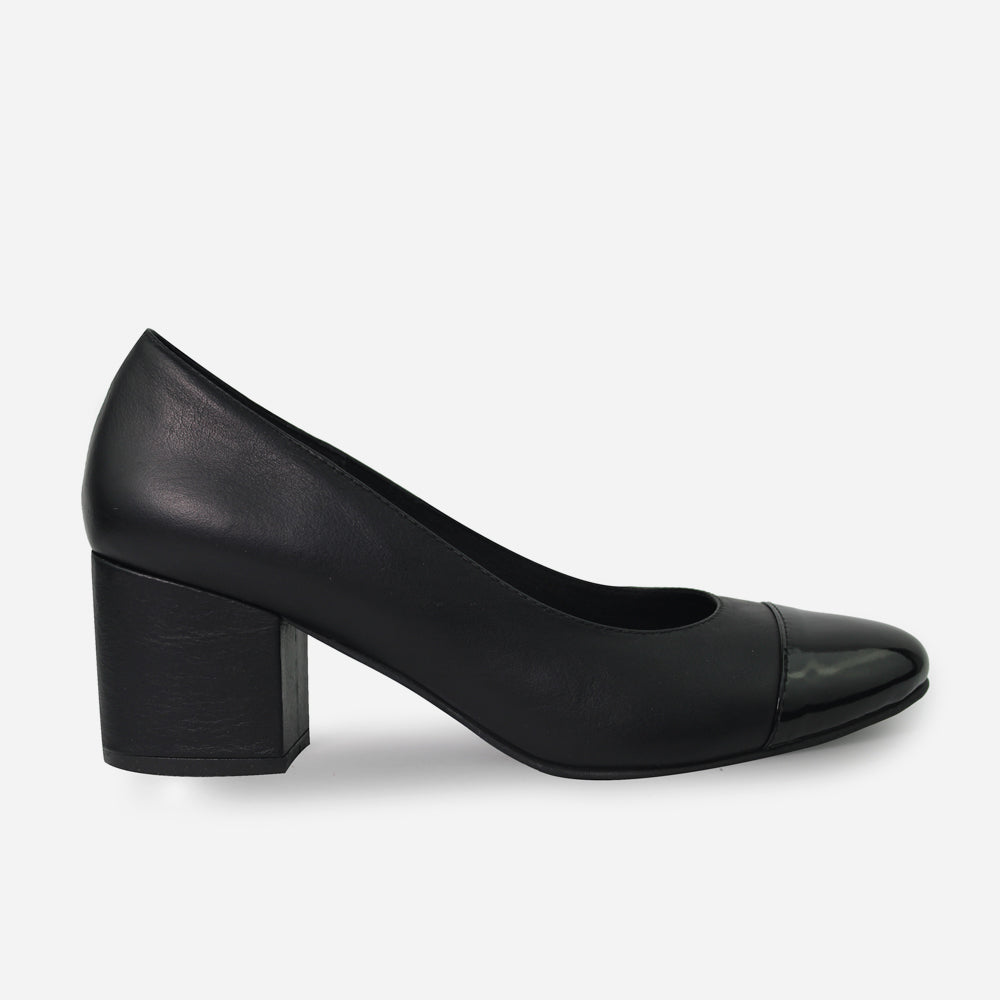 Tacones bianca de charol para mujer - Negro