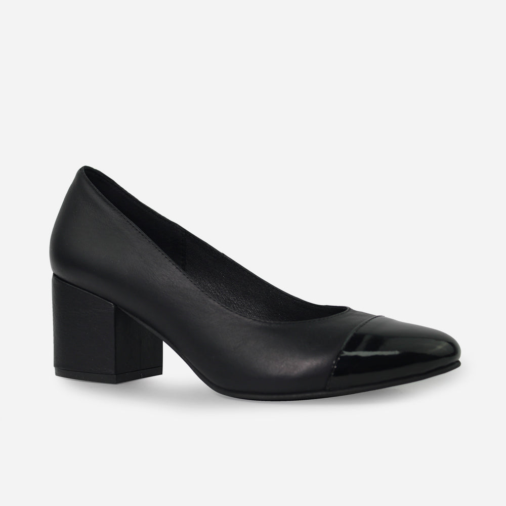 Tacones bianca de charol para mujer - Negro